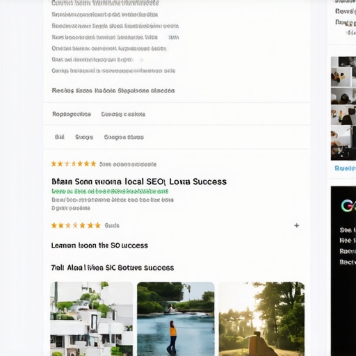 Google search results showing star ratings and business info for local SEO