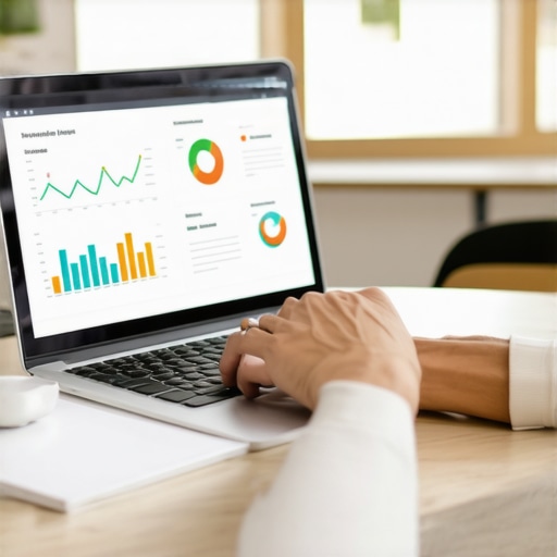 Person analyzing local SEO data on a laptop screen with charts and graphs