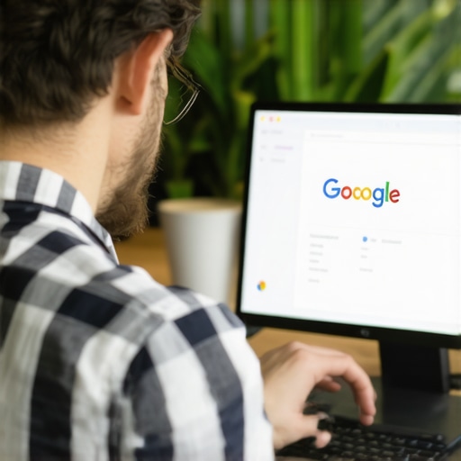 Business owner editing Google My Business profile on a laptop.