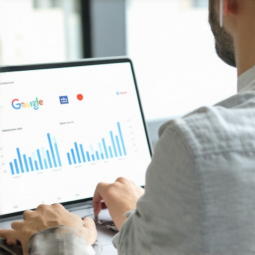 Business owner reviewing local SEO call analytics on laptop.