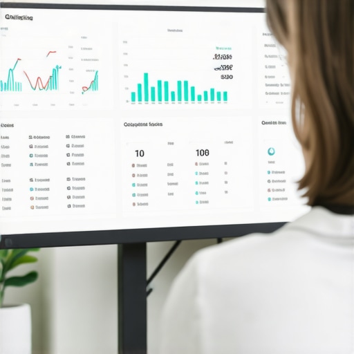 Business owner analyzing call and ranking data on a desktop monitor to optimize local SEO efforts.