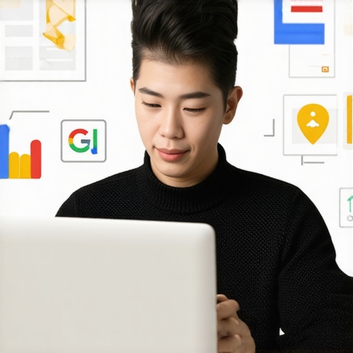 Business owner updating Google My Business profile on a laptop.