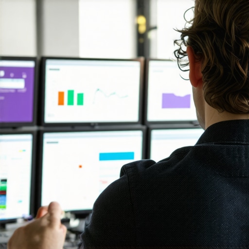 A person analyzing local SEO metrics on multiple monitors to boost calls.