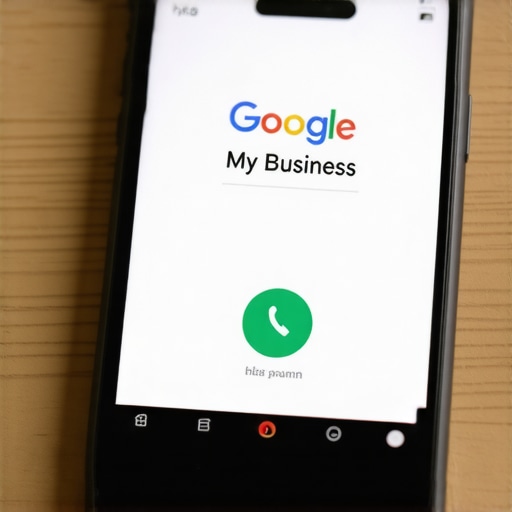 Smartphone screen showing a clickable call button aligned with a Google My Business profile