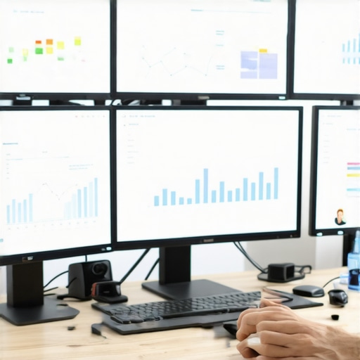 A professional examining analytics dashboards about local SEO performance on computer screens.