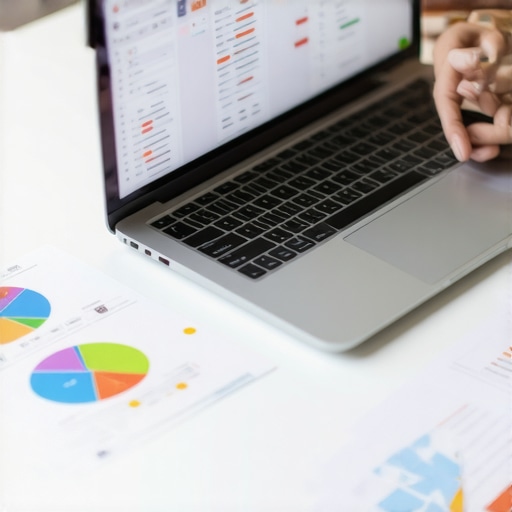 Analyzing Local SEO Data Person reviewing local SEO analytics on a laptop with graphs and maps