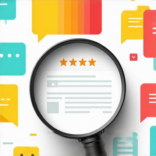 Magnifying glass over reviews showing positive and negative sentiment icons