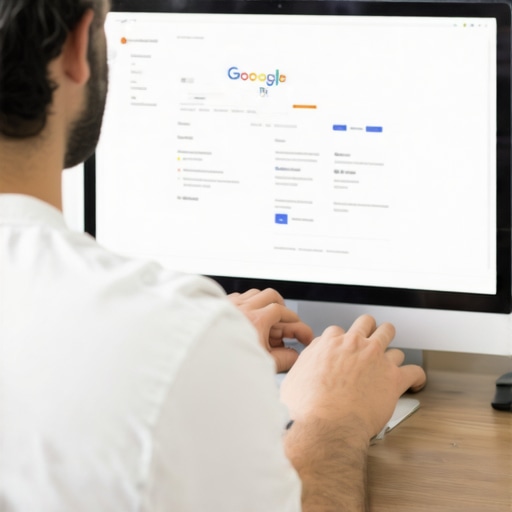 Business owner updating GMB attributes on a laptop.