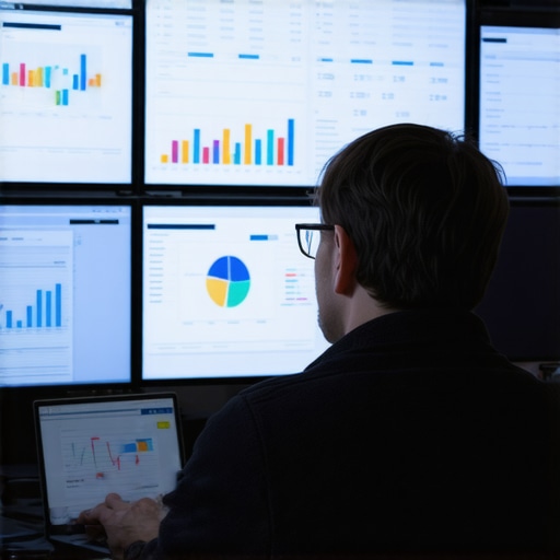 Business owner examining data dashboards and charts related to local SEO and calls.