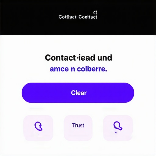 A website contact page highlighting a large, visible phone number, a bright call-to-action button, trust badges, and mobile responsiveness